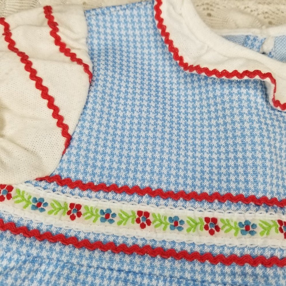 Carter's girls checkered one piece suit blue ivory size 18 months made in USA - Picture 5 of 8